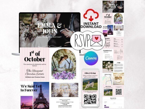 Wedding Website Template with Trackable RSVP & Map
