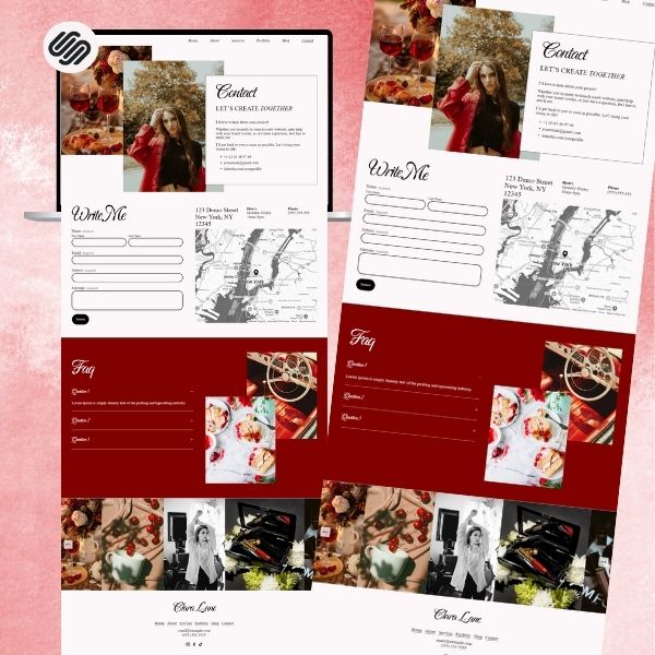 Social Media Manager Portfolio Website Template, Red Squarespace 7.1 Website Template for UGC, Marketing Agency & Virtual Assistants