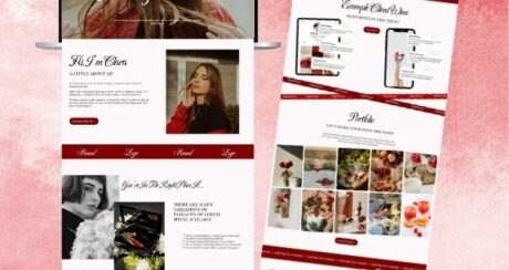 Social Media Manager Portfolio Website Template, Red Squarespace 7.1 Website Template for UGC, Marketing Agency & Virtual Assistants