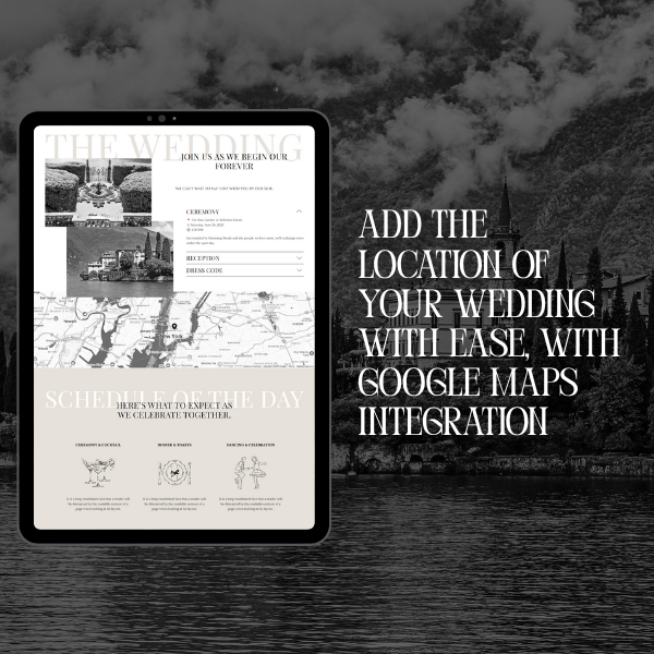 Squarespace Wedding Template, Elegant Wedding Website, Wedding Countdown, RSVP, Map, Black & White, Vintage, Italian, Old Money
