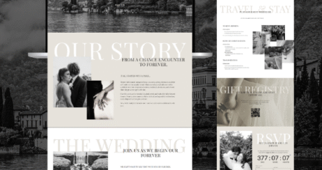 Squarespace Wedding Template, Elegant Wedding Website, Wedding Countdown, RSVP, Map, Black & White, Vintage, Italian, Old Money