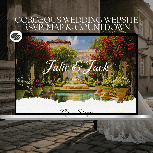Whimsical Squarespace Wedding Website Template, RSVP, Countdown, Editable Tropical Farm Island Elegance Destination Wedding Website Template