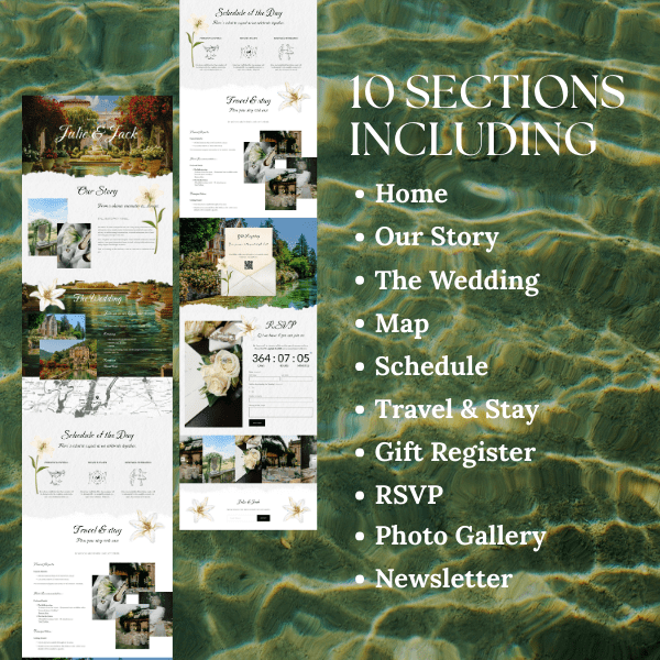 Whimsical Squarespace Wedding Website Template, RSVP, Countdown, Editable Tropical Farm Island Elegance Destination Wedding Website Template