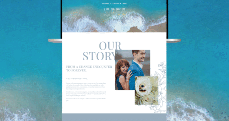 Dusty Blue Squarespace Wedding Website Template with Video, RSVP, Wedding Countdown & Map | Santorini Beach Aesthetic, Online Web Invitation