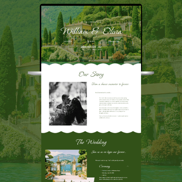 Squarespace Destination Wedding Website, Minimal One Page Template with RSVP, Map & Countdown