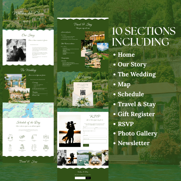 Squarespace Destination Wedding Website, Minimal One Page Template with RSVP, Map & Countdown