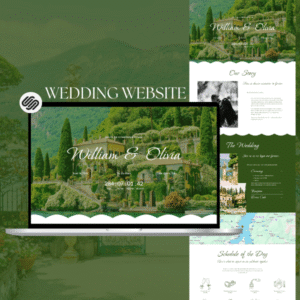 Squarespace Wedding Website, Minimal One Page Template with RSVP, Map & Countdown - PLR Digital Products