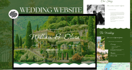 Squarespace Destination Wedding Website, Minimal One Page Template with RSVP, Map & Countdown