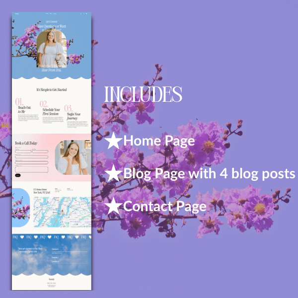 Therapist Squarespace Website Template | Lilac Blue Theme with Floral Design | Counseling, Psychologist, Life Coach & Wellness 7.1 Site