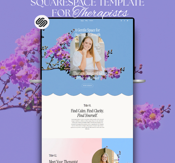 Therapist Squarespace Website Template | Lilac Blue Theme with Floral Design | Counseling, Psychologist, Life Coach & Wellness 7.1 Site