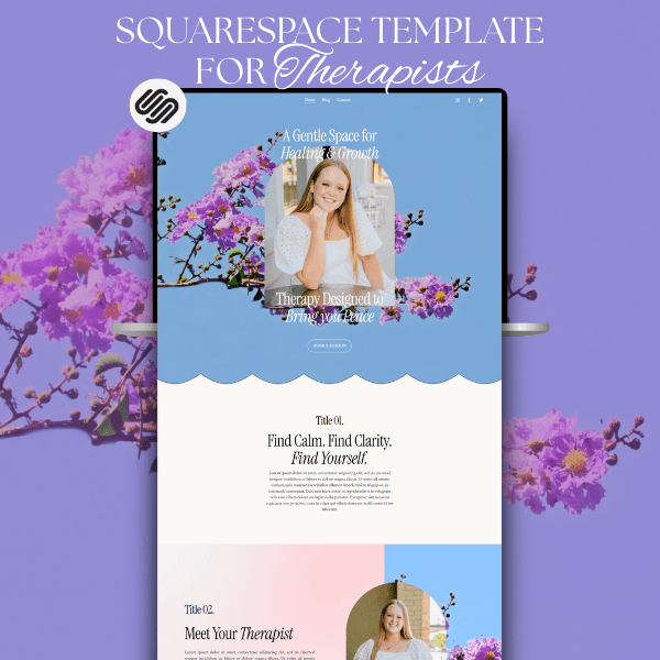 Therapist Squarespace Website Template | Lilac Blue Theme with Floral Design | Counseling, Psychologist, Life Coach & Wellness 7.1 Site