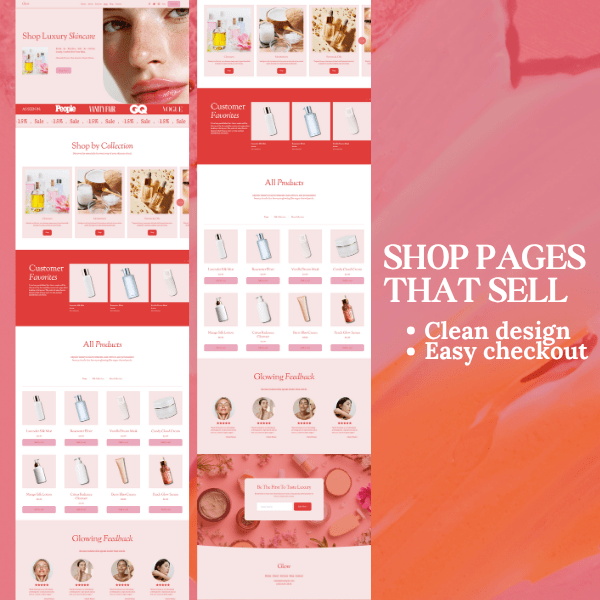 Squarespace Skincare & Beauty Shop Template | Modern Medspa, Lash Online Store Website | Luxury Pastel E-Commerce Boutique Online Store