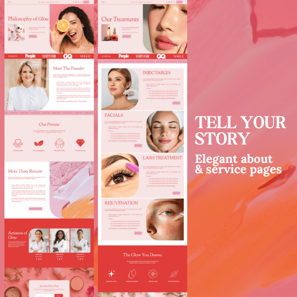 Squarespace Skincare & Beauty Shop Template | Modern Medspa, Lash Online Store Website | Luxury Pastel E-Commerce Boutique Online Store