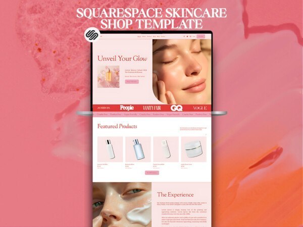 Squarespace Skincare & Beauty Shop Template | Modern Medspa, Lash Online Store Website | Luxury Pastel E-Commerce Boutique Online Store