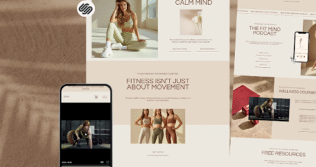 Fitness Coach Squarespace Website Template with Podcast, Course, Blog & Shop Pages