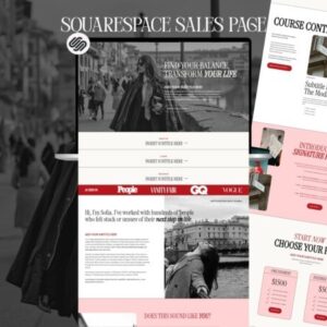 Squarespace Landing Page Template, Sales Page for Coaching, Therapist, Counselor Psychologist, Bold Red One Page Website - PLR Digital Products