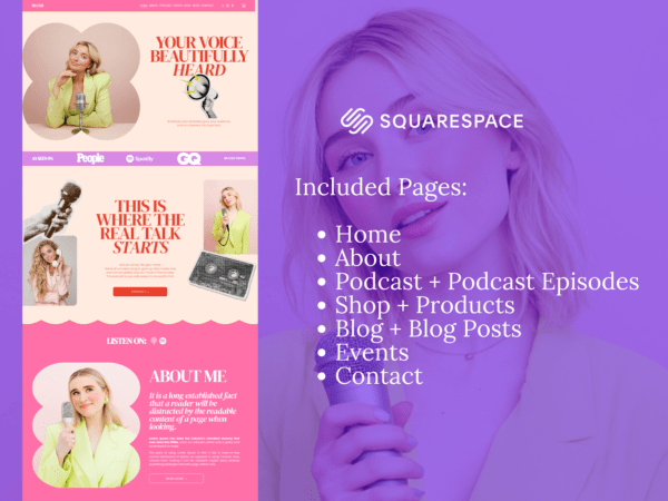 Podcast Squarespace Template, Colorful Bold Website 7.1 for Podcasters, Speakers & Coaches