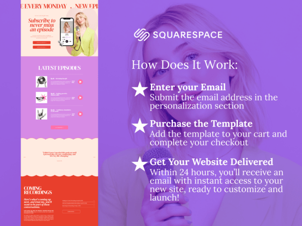 Podcast Squarespace Template, Colorful Bold Website 7.1 for Podcasters, Speakers & Coaches