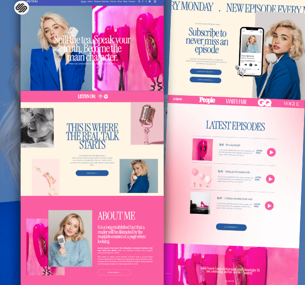 Squarespace Podcast Template, Modern Colorful Landing Page Website 7.1 for Podcasters