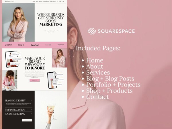 Squarespace Template Marketing Agency, Creative Coach, Virtual Assistant, Social Media Manager 7.1 Website