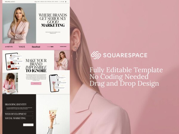 Squarespace Template Marketing Agency, Creative Coach, Virtual Assistant, Social Media Manager 7.1 Website