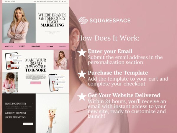 Squarespace Template Marketing Agency, Creative Coach, Virtual Assistant, Social Media Manager 7.1 Website