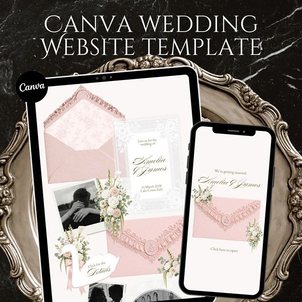 Blush Sage Wedding Website Template: Canva Pink & Green Save the Date Digital Invitation, RSVP 3 Blush Sage Wedding Website Template: Canva Pink & Green Save the Date Digital Invitation, RSVP 3
