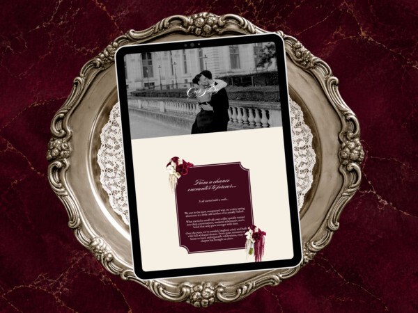 Burgundy & Ivory Vintage Floral Wedding Website Template, Editable Canva Invitation with RSVP 7 Burgundy & Ivory Vintage Floral Wedding Website Template, Editable Canva Invitation with RSVP 7
