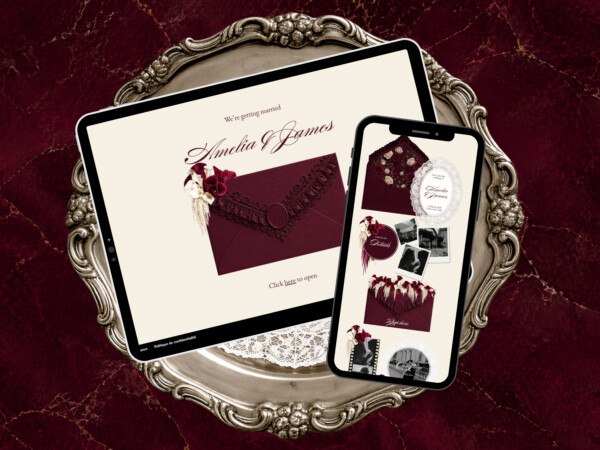 Burgundy & Ivory Vintage Floral Wedding Website Template, Editable Canva Invitation with RSVP 5 Burgundy & Ivory Vintage Floral Wedding Website Template, Editable Canva Invitation with RSVP 5