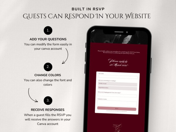 Burgundy Sage Wedding Website Template: Old Money Classic Canva Invitation (Digital Download) 9 Burgundy Sage Wedding Website Template: Old Money Classic Canva Invitation (Digital Download) 9