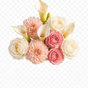 Pink white wedding bouquet